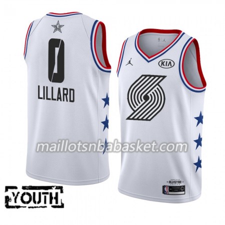 Maillot Enfant Portland Trail Blazers Damian Lillard 0 2019 All-Star Jordan Brand Blanc Swingman